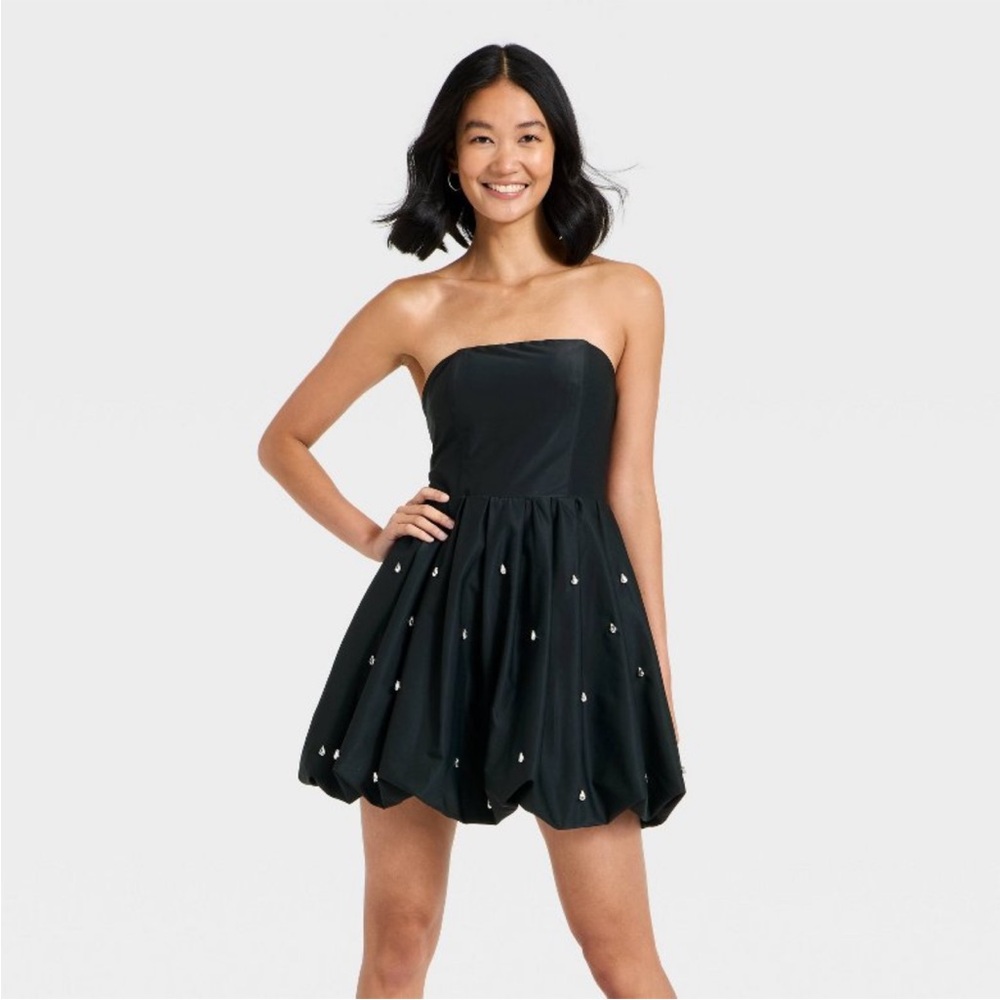 a new day Black Strapless Dress